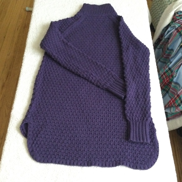 Gap Mockneck Chunky Long Tunic Sweater Purple/Blue - Sz Medium - Picture 6 of 16